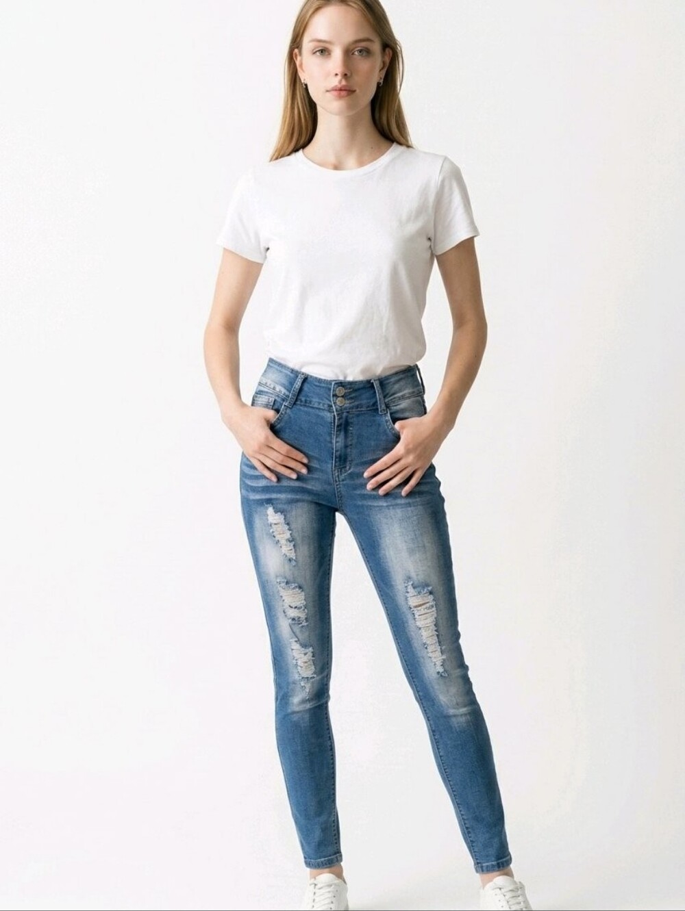 Blue Republic Distressed Skinny Jeans Juniors 9 Medium Wash Stretch Denim